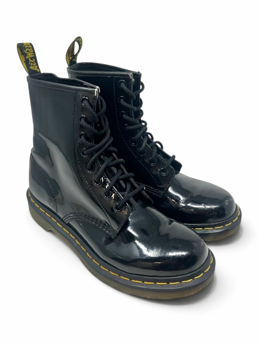 Dr. Martens Black Patent Lace-Up Combat Boots Women’s 8 - Picture 4 of 14